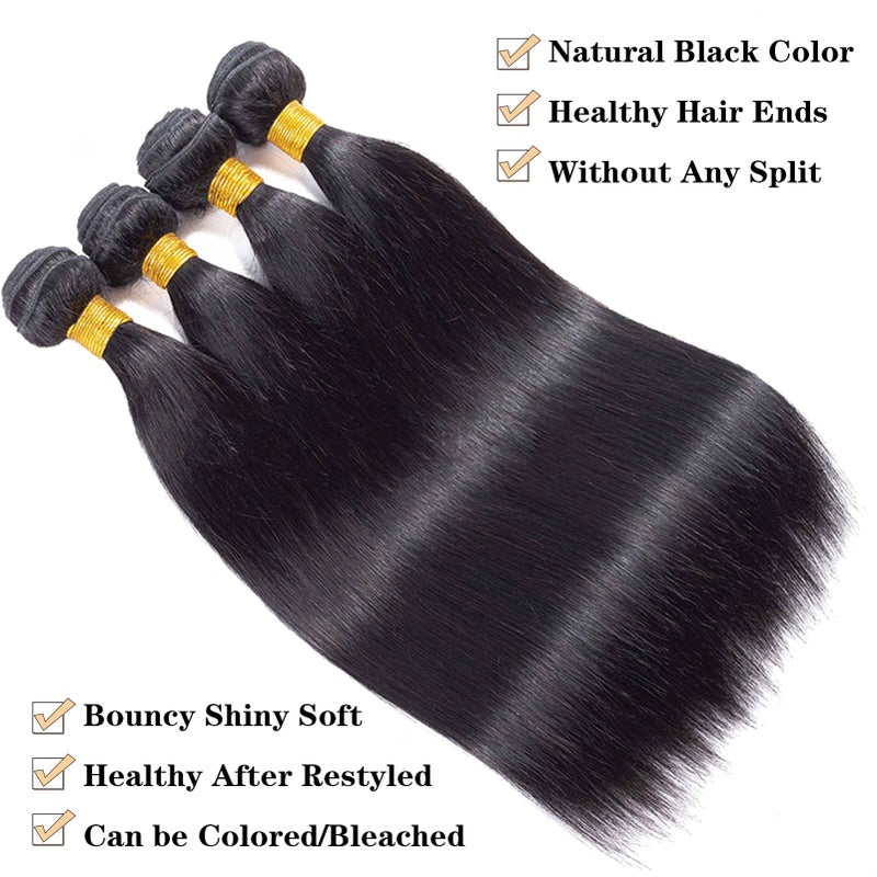ROYAL IMPRESSION 12A Straight Bundles Human Hair 16" 18" 20" 22" 400g Brazilian Remy Straight Hair 4 Bundles Deals 100% Unprocessed Virgin Double Weft Raw Remy Human Hair Weave Natural Color - Image 3